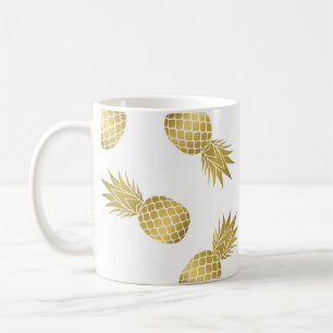 Caneca De Café Mug de abacaxi Dourado Moderno Faux