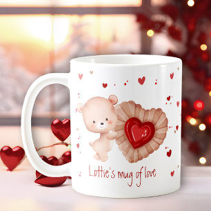 Caneca De Café Mug De Amor, Bonito Urso De Teddy Cookie Namorados