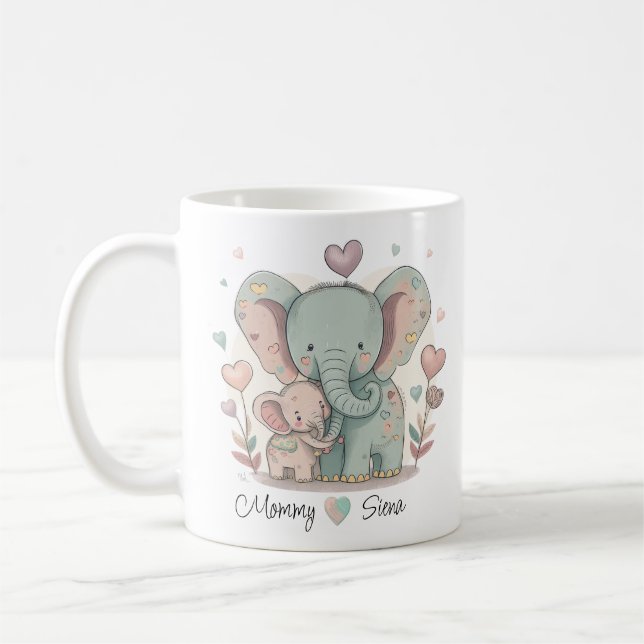 Caneca De Café Mug de Amor de Elefante Personalizado (Esquerda)
