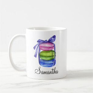 Caneca De Café Mug de Aquarela Colorida para Macaron Personalizad