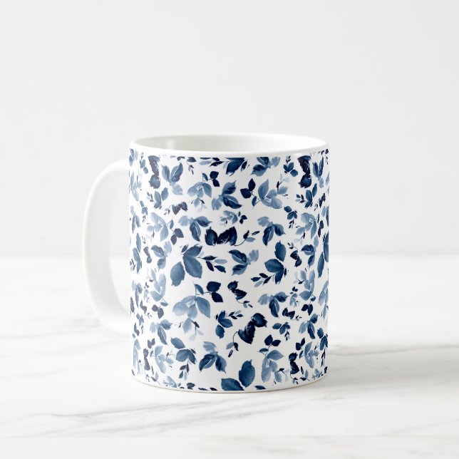 Caneca De Café Mug De Aquarela Floral Elegante (Frente Esquerda)