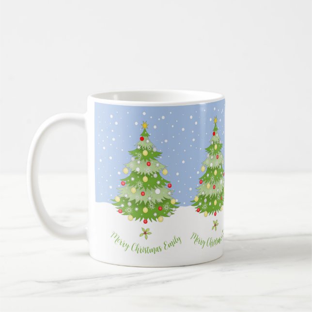 Caneca De Café Mug de Árvore de Natal Personalizado (Esquerda)