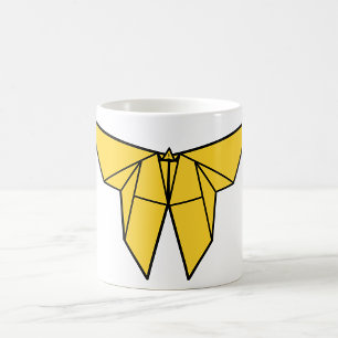 Caneca De Café Mug de Borboleta de Origami Amarelo