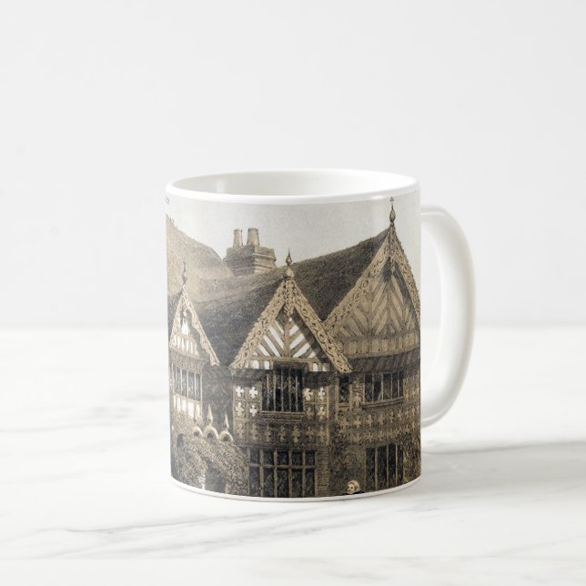 Caneca De Café Mug de café branco do Pitchford Hall do século XVI (Frente Esquerda)