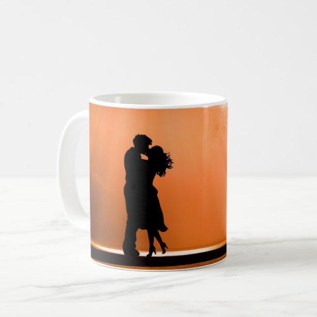 Caneca De Café Mug de café branco e amor (Frente Esquerda)