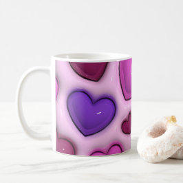 Caneca De Café Mug De Café Com Corações 3D Brilhantes