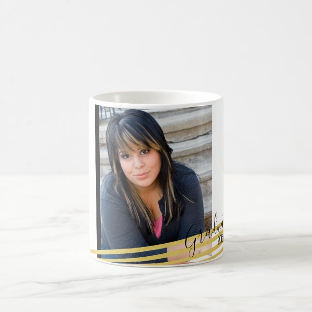 Caneca De Café Mug de café com foto de Formando preto e Dourado m (Centro)