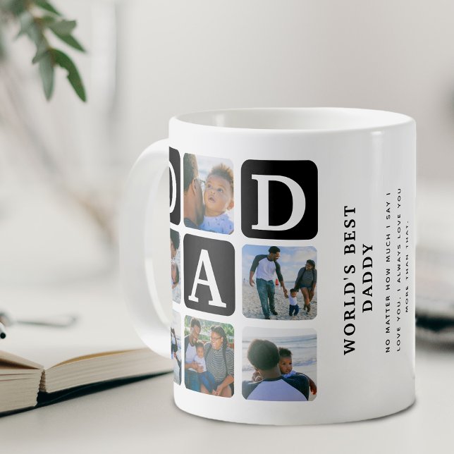 Caneca De Café Mug de café com PAI de Grau Múltiplo Moderno (Modern Worlds Best Daddy Photo Collage Coffee Mug)