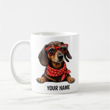 Mug De Café De Dachshund Personalizado - Enchido D