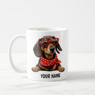 Caneca De Café Mug De Café De Dachshund Personalizado - Enchido D