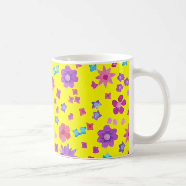Caneca De Café Mug De Café De Energia Com Flor Amarelo De Fundo (Direita)