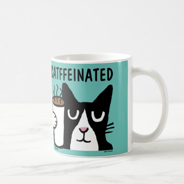 Caneca De Café Mug De Café De Gato Engraçado, CATFEINADO (Direita)
