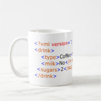 Mug de café de programação XML