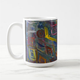 Caneca De Café Mug de café em quadrados abstrato
