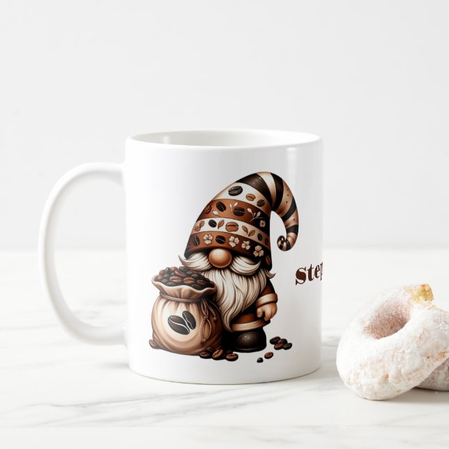 Caneca De Café Mug de café Gnomo Personalizado (Com Donut)