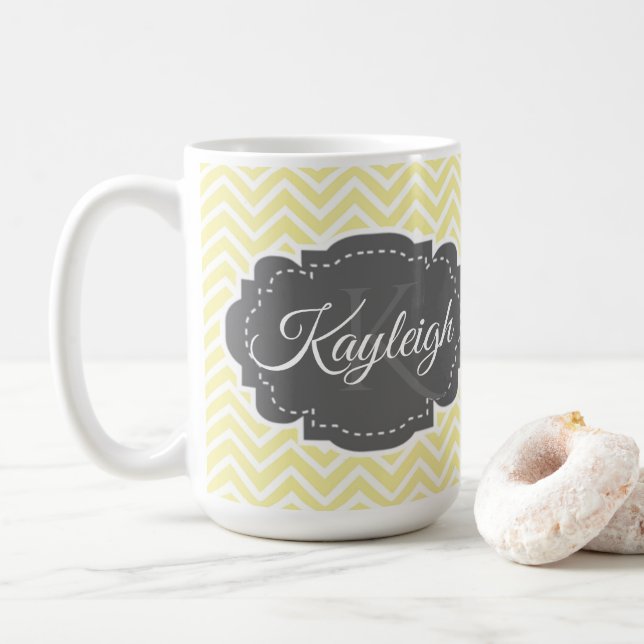 Caneca De Café Mug de café personalizado com fêmur amarelo (Com Donut)