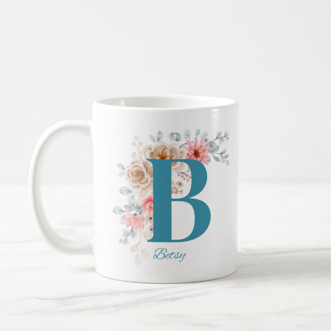 Caneca De Café Mug de Café Personalizado com Nome e Alfabeto B (Esquerda)