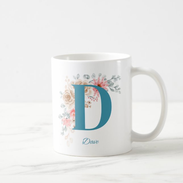 Caneca De Café Mug de Café Personalizado com Nome e Alfabeto D (Direita)
