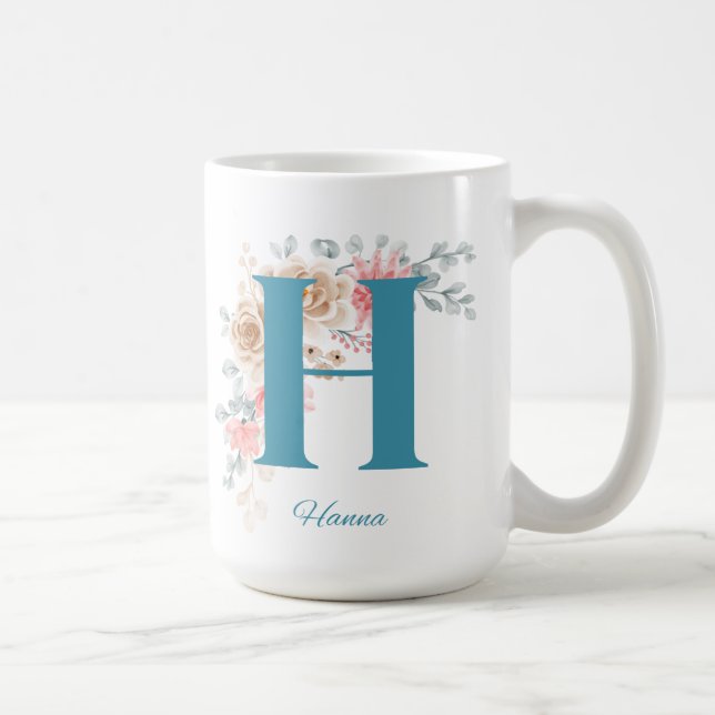 Caneca De Café Mug de Café Personalizado com Nome e Alfabeto H (Direita)