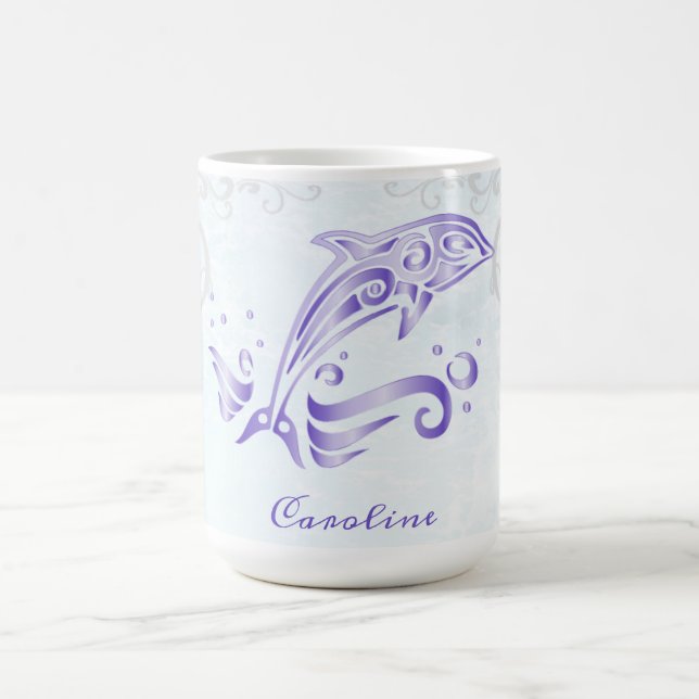 Caneca De Café Mug de café personalizado de golfinho roxo (Centro)