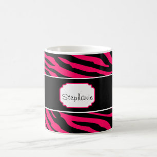 Caneca De Café Mug de café personalizado de Zebra rosa e negra