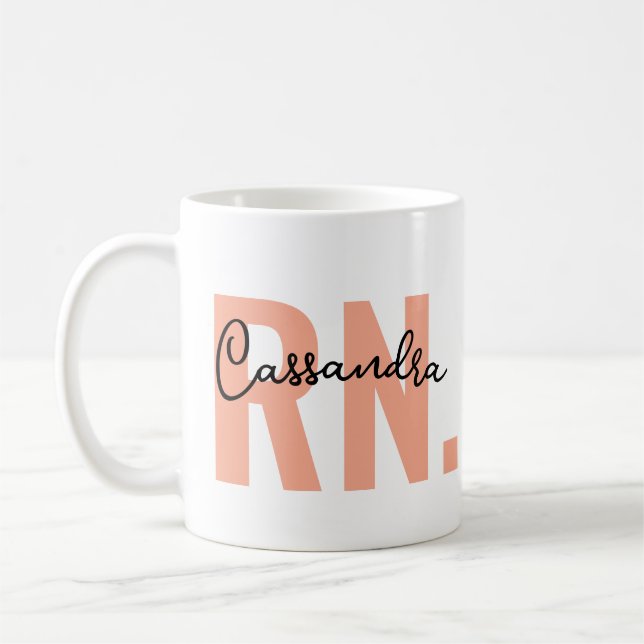 Caneca De Café Mug de Café RN com Nome ・Presente de Enfermeiro Re (Esquerda)