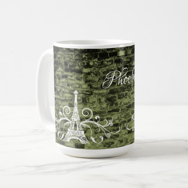 Caneca De Café Mug de café verde Torre Eiffel (Frente Esquerda)
