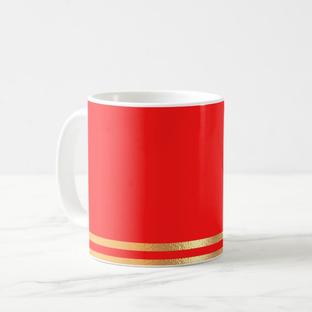 Caneca De Café Mug de café vermelho e Dourado (Frente Esquerda)