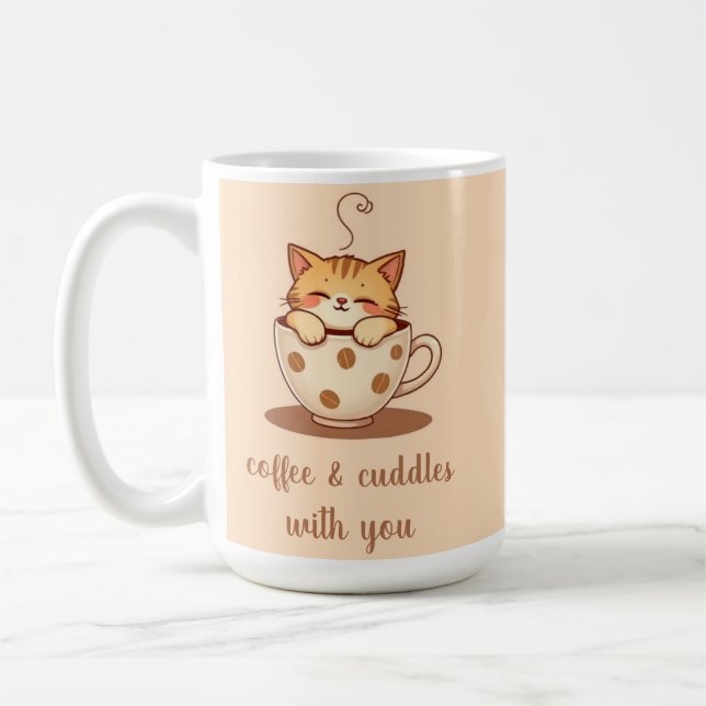 Caneca De Café Mug de Cat Personalizável (Esquerda)