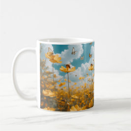 Caneca De Café Mug de Cerâmica de Flor Amarelo Blooming