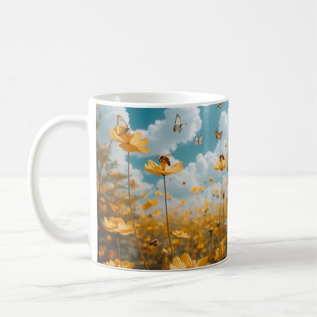 Caneca De Café Mug de Cerâmica de Flor Amarelo Blooming (Esquerda)