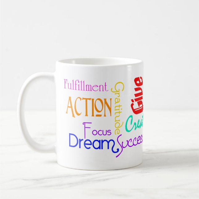 Caneca De Café Mug de Colagem de Palavras Motivacional (Esquerda)