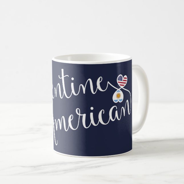 Caneca De Café Mug de Corações Engêmeos Argentino Americano (Frente Esquerda)