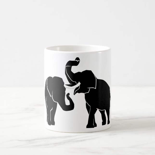 Caneca De Café Mug de cores personalizadas do Casal elefante (Centro)
