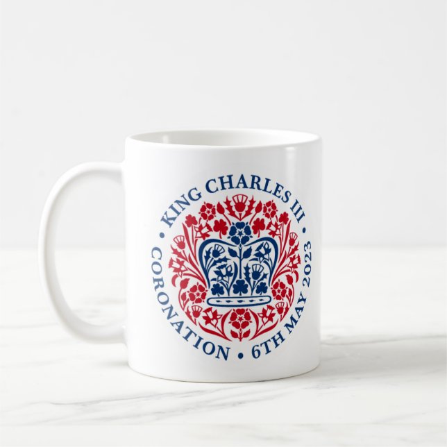 Caneca De Café Mug de coroação 2023 (Vermelho e Azul) (Esquerda)
