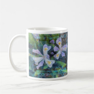 Caneca De Café Mug de Flor Branco Roxo
