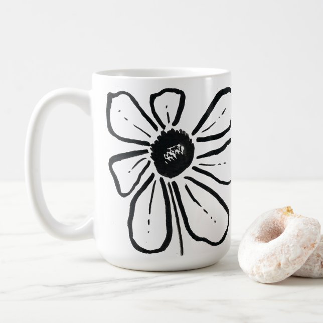Caneca De Café Mug de Flor Moderno (Com Donut)