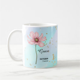 Caneca De Café Mug de Flor Personalizado em Outubro