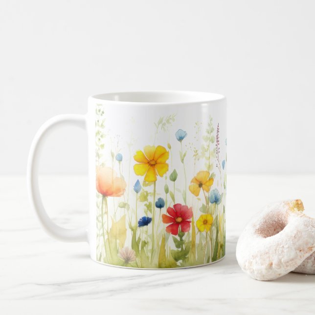 Caneca De Café Mug de Flores de Campo de primavera (Com Donut)