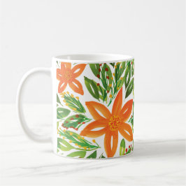 Caneca De Café Mug de Flores Pintadas de Férias Férias e Mão