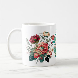 Caneca De Café Mug De Flores Presas, Boho Wildflower Cottagecore