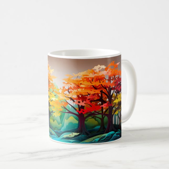Caneca De Café Mug de floresta vibrante (Frente Esquerda)