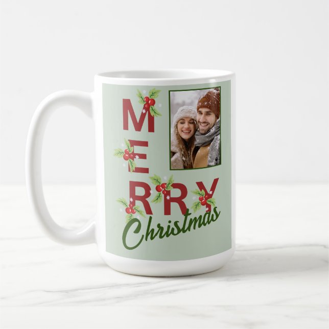Caneca De Café Mug de Foto Feliz de Natal (Esquerda)