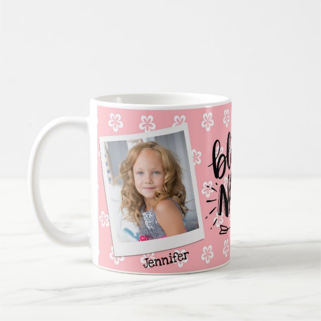 Caneca De Café Mug de Foto Personalizada Vovó, Cor-de-Rosa, (Esquerda)
