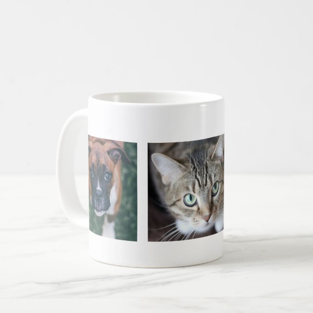 Caneca De Café Mug de Foto Pet Múltiplo Personalizado (Frente Esquerda)