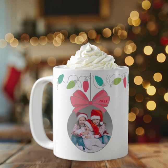 Caneca De Café Mug de Fotografia do Enfeites de natal Personaliza (Family Photo Christmas Mug Keepsake)
