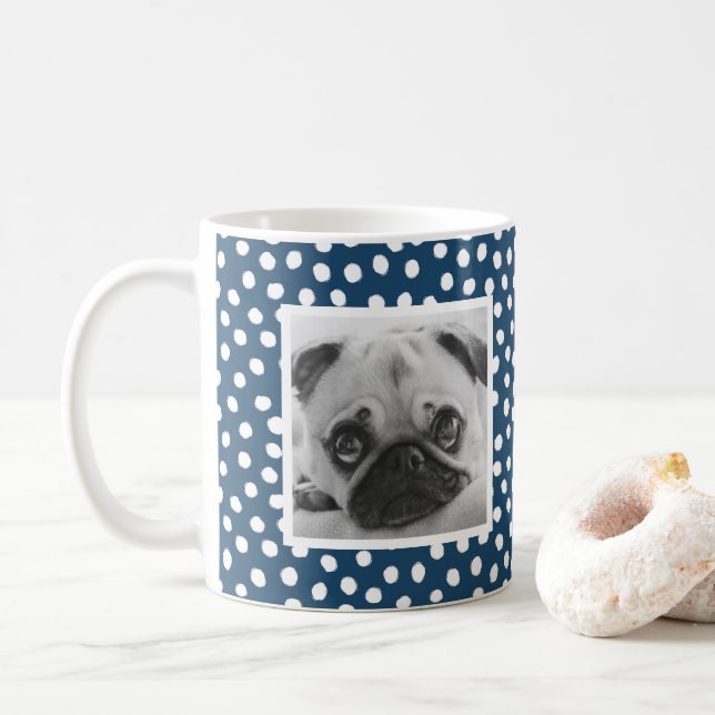 Caneca De Café Mug de Fotografia Personalizada de Padrão Branco A (Com Donut)