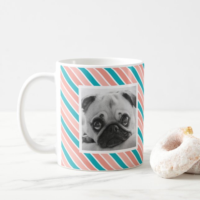 Caneca De Café Mug de Fotografia Personalizada de Padrão de Strip (Com Donut)