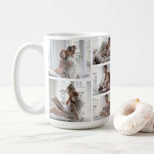 Caneca De Café Mug de Fotografia Personalizado da Família 10 (Com Donut)