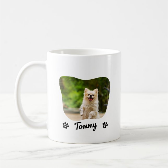 Caneca De Café Mug de Fotografia Pet Personalizado com Nome e Tip (Esquerda)
